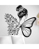Home Decoration Flower Butterfly Wing Wall Stickers For Girls Bedroom Photo