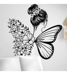 Home Decoration Flower Butterfly Wing Wall Stickers For Girls Bedroom Photo