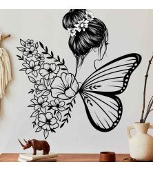 Home Decoration Flower Butterfly Wing Wall Stickers For Girls Bedroom Photo