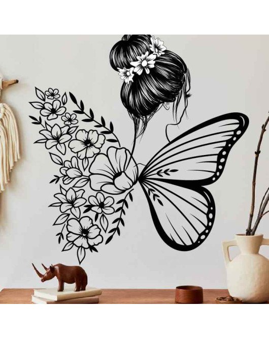 Home Decoration Flower Butterfly Wing Wall Stickers For Girls Bedroom Photo