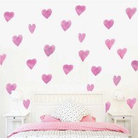 Home Wall Decoration Self Adhesive Pink 5d Stickers Heart Design
