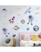Removable Adhesive Pvc Cartoon Space Astronaut Nursery Wall Decal