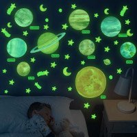 Kids Removable Planet Space Sticker Glow In The Dark Wall 3d Sticker
