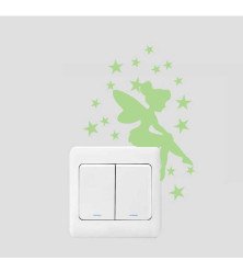 Girls Room Decoration Self Adhesive 3d Fairy Light Wall Switch Sticker - Green Only