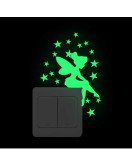 Girls Room Decoration Self Adhesive 3d Fairy Light Wall Switch Sticker - Green Only